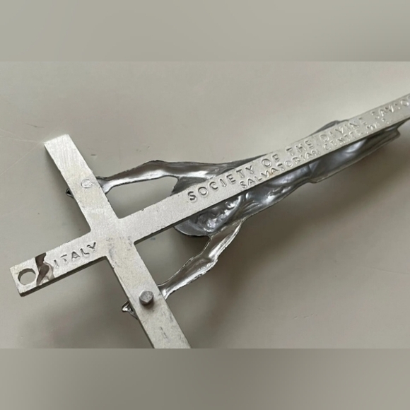 Vintage Aluminum Crucifix Society Of Divine Savior Salvatorian Ctr, Made Italy - Picture 4 of 6